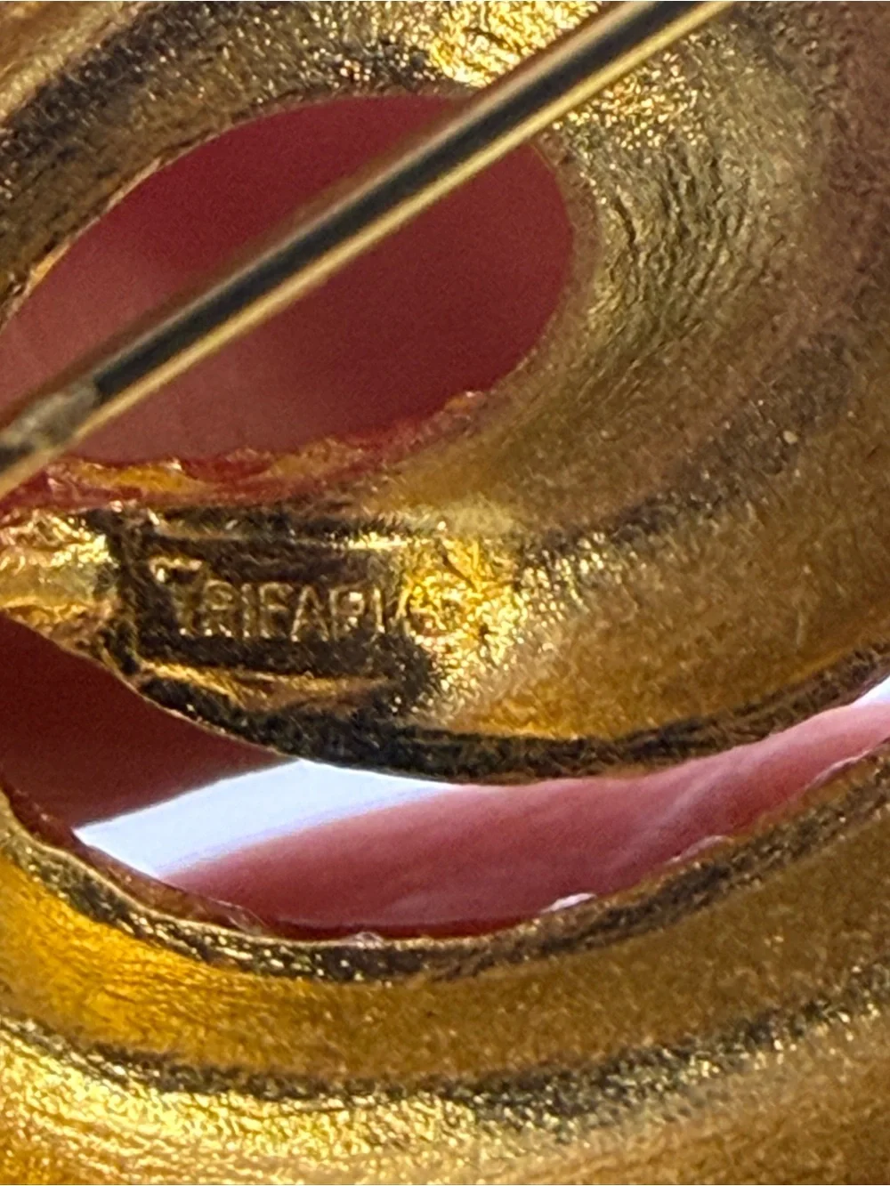 Vintage Trifari Gold-Tone Textured Spiral Brooch